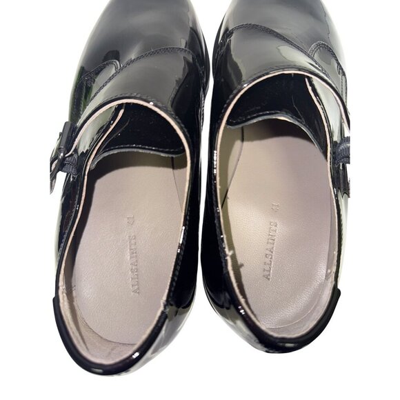 AllSaints Keith Monk Men\'s Shoes Patent Leather Roller Buckle Black Size 8 NEW